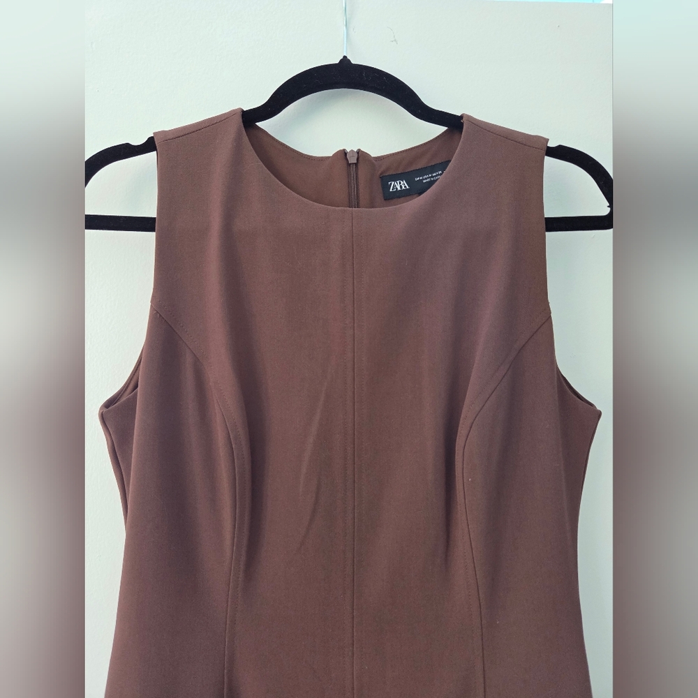 ZARA Chic Sleeveless Brown Dress - Picture 2 of 3